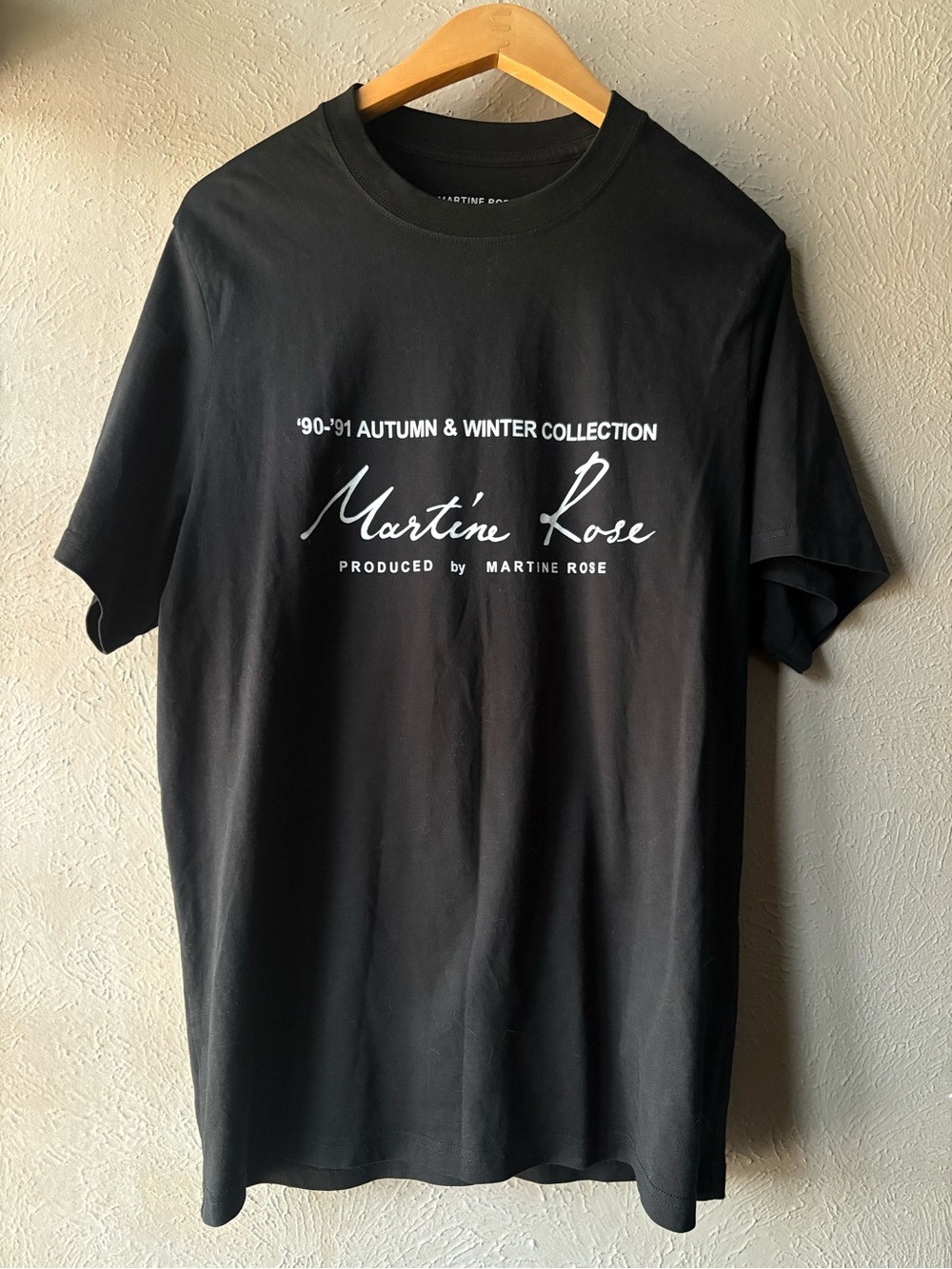 Martine Rose Black Tee with White Script Logo